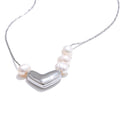 Colar Feminino Coração com Pérola em Aço Inoxidável 2 YH5316A Steel