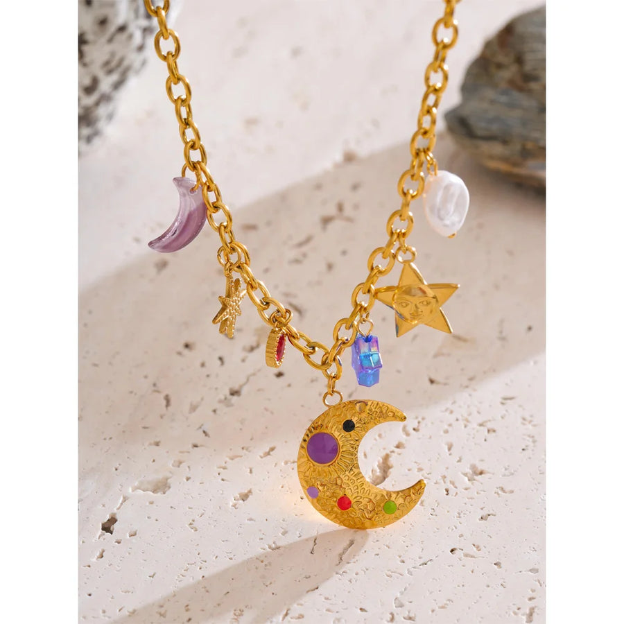 Colar Feminino Estrela com Pérola em Aço Inoxidável