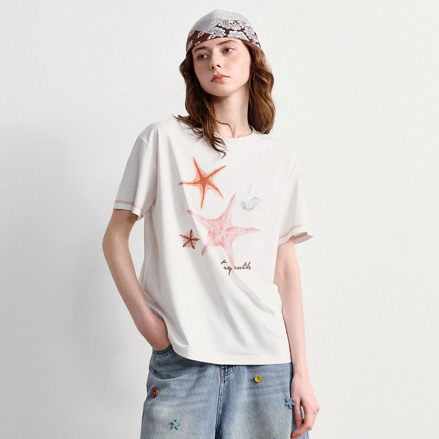 Camiseta Feminina Antibacteriana com Estampa Estrela do Mar