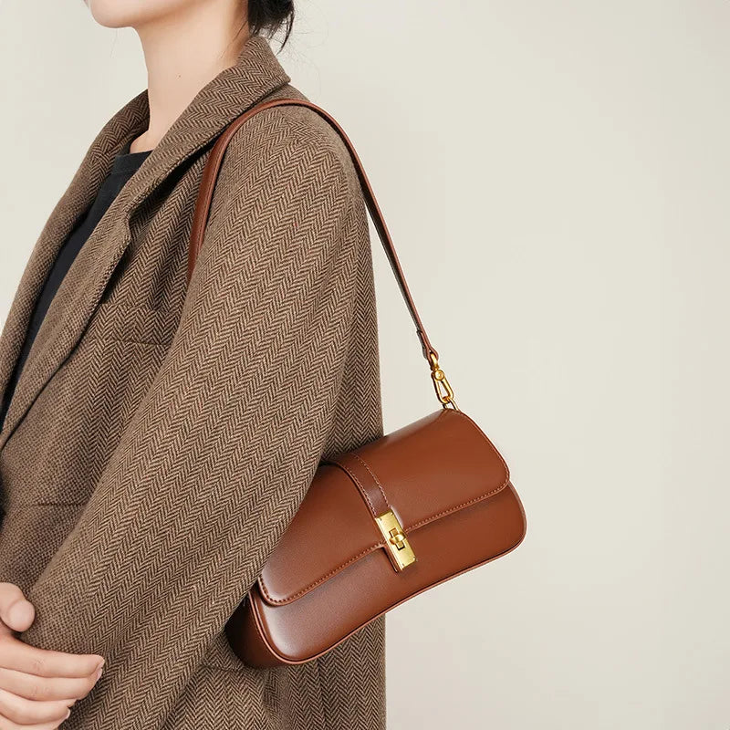 Bolsa Feminina Vintage em Couro Legítimo para Ombro