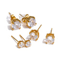 Kit de Brincos Redondos com Zircônia