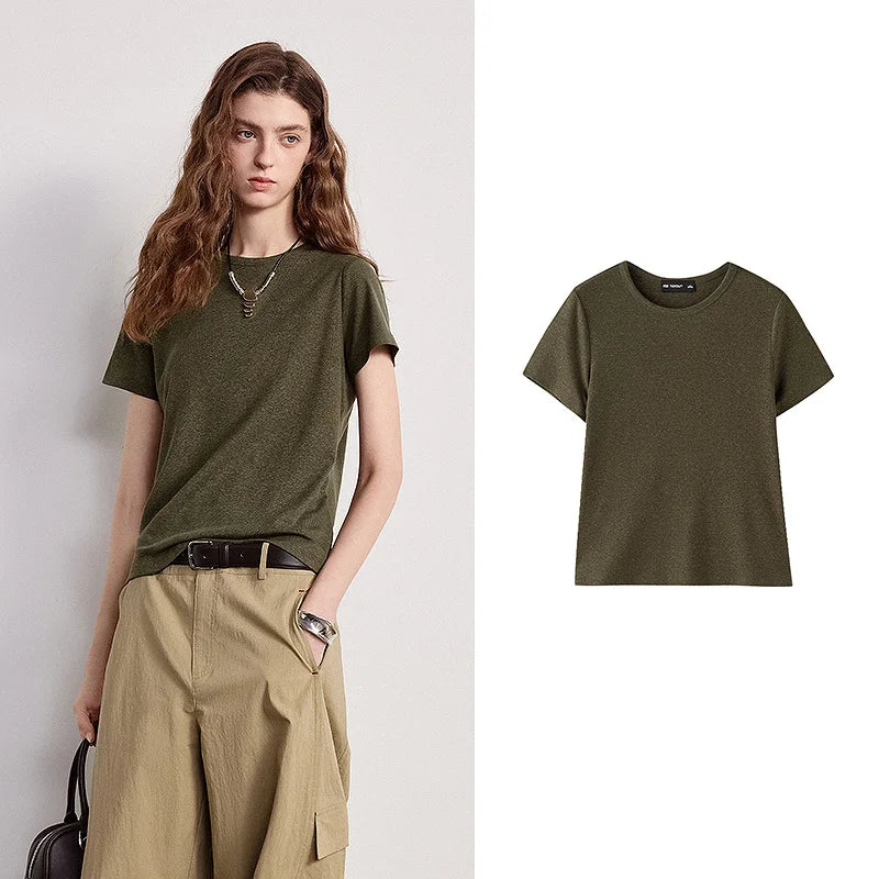 Camiseta Feminina de Liocel e Linho Slim