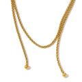 Yhpup 132cm Long Stainless Steel Double-Layer Chain Stacking Necklace Waterproof Quality Metal PVD Plated Fashion Jewelry New YH3146A Gold