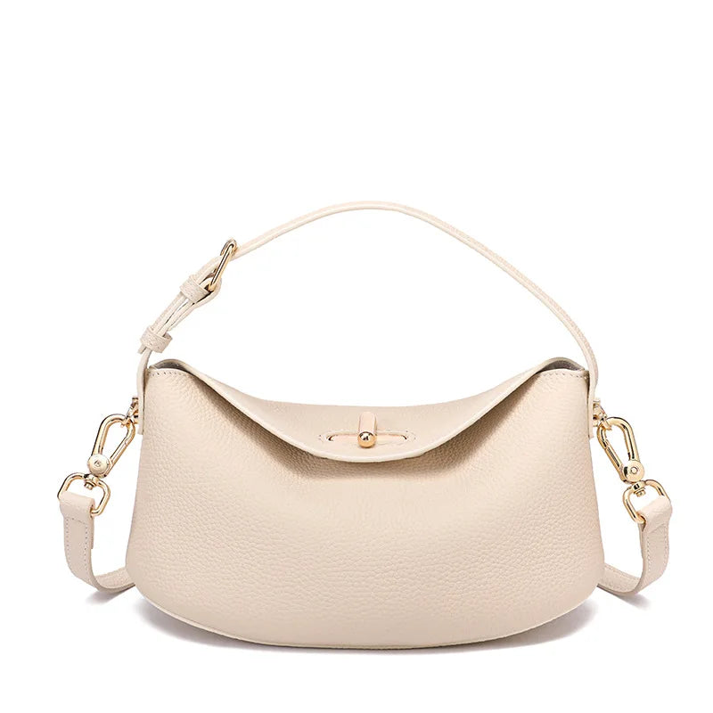 Bolsa pequena feminina de couro legítimo minimalista transversal de ombro