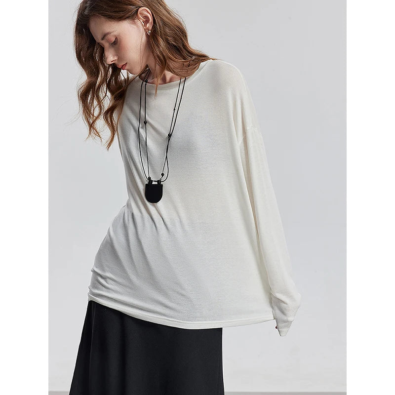 Blusa Feminina de Liocel e Lã Manga Longa Lisa