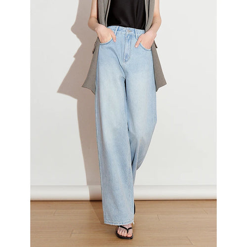 Calça Jeans Feminina Wide Leg Estonada Cintura Baixa