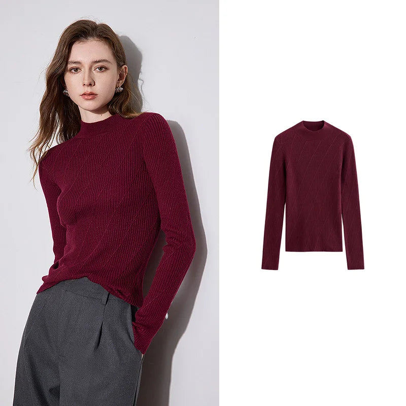 Suéter Vermelho de Lã com Gola Alta