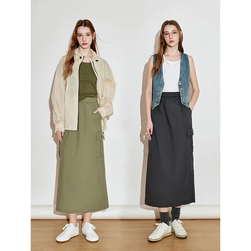 Saia Midi Feminina UV com Renda