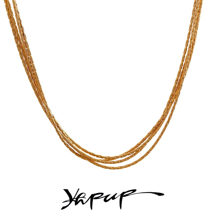 Colar Feminino de Camadas Gota em Aço Inoxidável