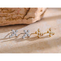 Yhpup Delicate Shiny Cubic Zirconia Cross Small Stud Earrings for Office Ladies Stainless Steel Trendy Chic Jewelry Waterproof