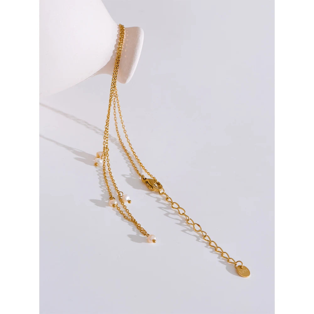 Colar Feminino Gota com Pérola em Aço Inoxidável 16