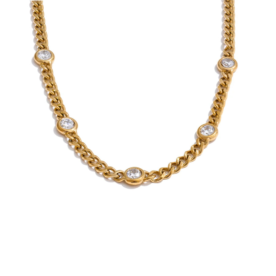 Colar Feminino Gota com Zircônia em Aço 316L Ouro