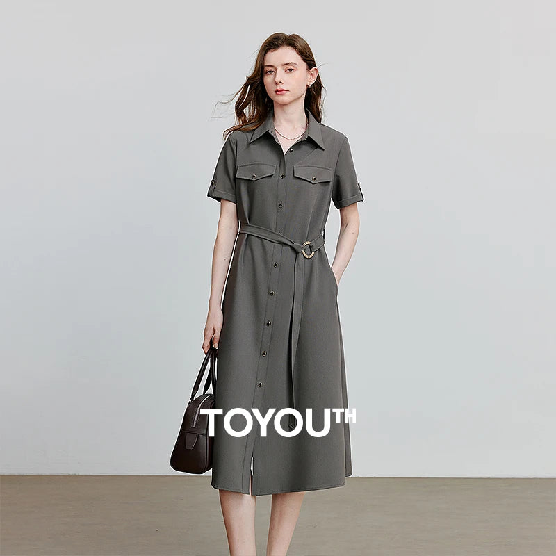 Vestido Chemise Midi com Cinto