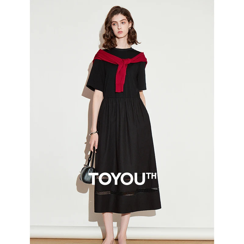 Vestido Midi de Liocel com Detalhes Vazados