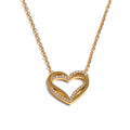 Yhpup Fashion Stainless Steel Zirconia Heart Love Hollow Pendant Necklace for Women Exquisite Romantic Jewelry Girlfriend Gift YH4956A Gold