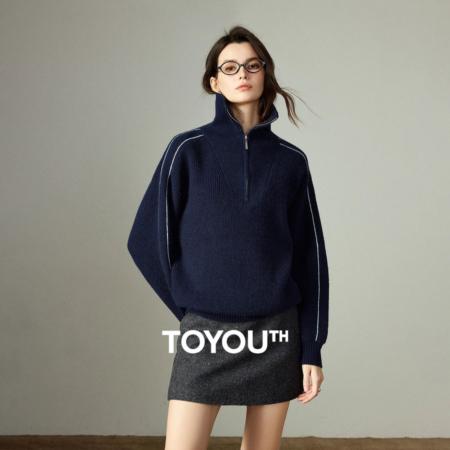 Suéter Feminino com Zíper e Gola Alta para Inverno