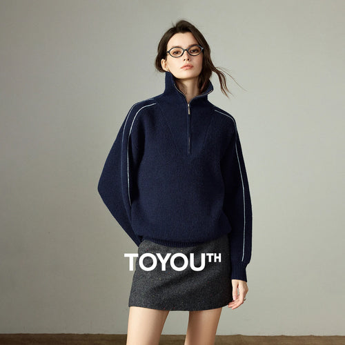 Suéter Feminino com Zíper e Gola Alta para Inverno