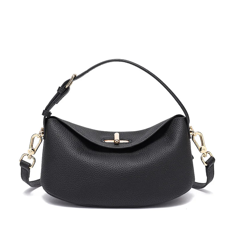 Bolsa pequena feminina de couro legítimo minimalista transversal de ombro