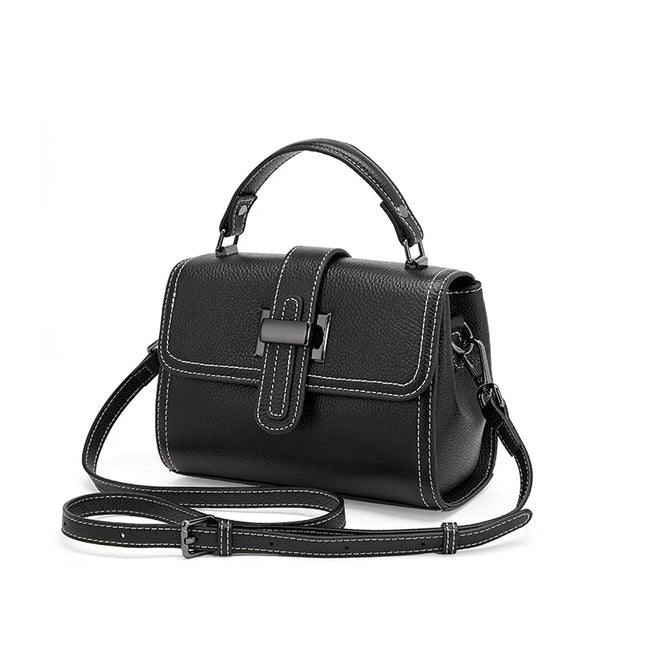 Bolsa feminina pequena de couro legítimo transversal quadrada com alça única