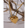 Yhpup Thicker Stainless Steel Heart Hollow Love Smooth Pendant Necklace Gold Platinum Color High Quality Neck Jewelry Women Gift
