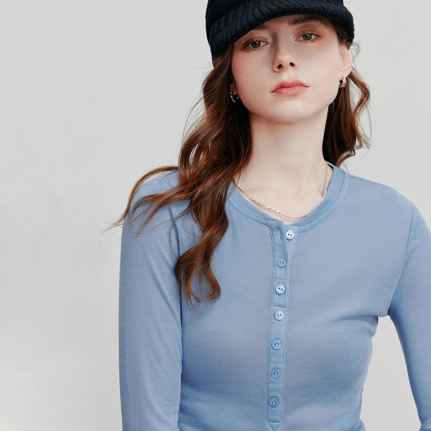 Blusa Feminina de Liocel e Lã Slim Manga Longa