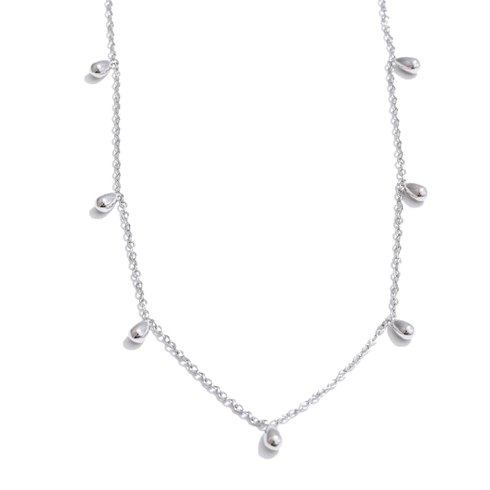 Colar Feminino Gota em Aço Inoxidável 3 Colar Prata