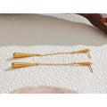 Yhpup 316L Stainless Steel Teardrop Chain Long Hanging Drop Earrings Personalized Fashion Gold Color Prevent Allergy Jewelry