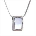 Yhpup Natural Shell Square Thicker Pendant Stainless Steel Fashion Necklace Unisex High Quality Golden Chain Jewelry Men Women YH1402A Steel