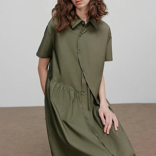 Vestido Chemise Midi de Liocel com Botões