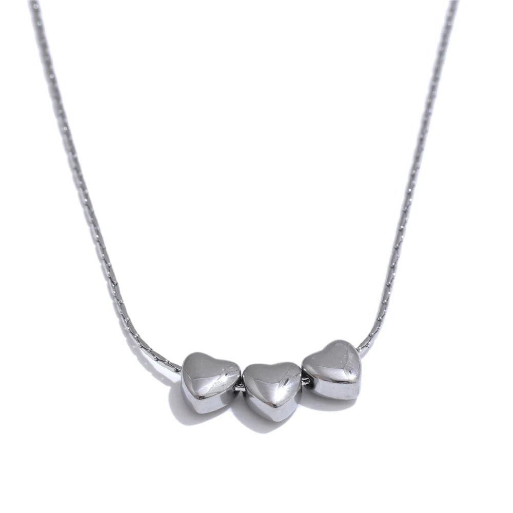 Yhpup 316L Stainless Steel Smooth Metal Heart Love Pendant Necklace Waterproof Attractive Collar Jewelry Accessories YH4819A Steel
