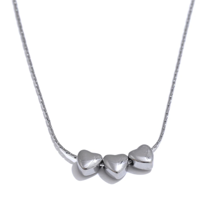 Yhpup 316L Stainless Steel Smooth Metal Heart Love Pendant Necklace Waterproof Attractive Collar Jewelry Accessories YH4819A Steel