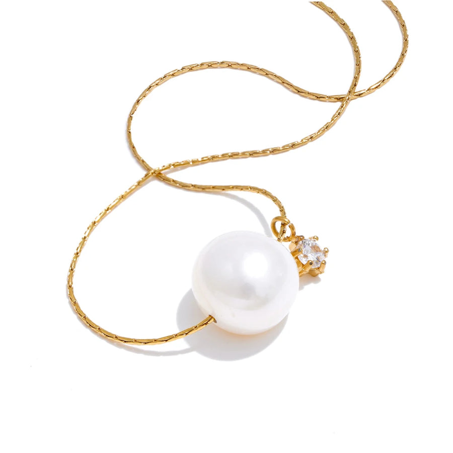 Colar Feminino Gota com Pérola em Aço Inoxidável 11 YH4838A Gold