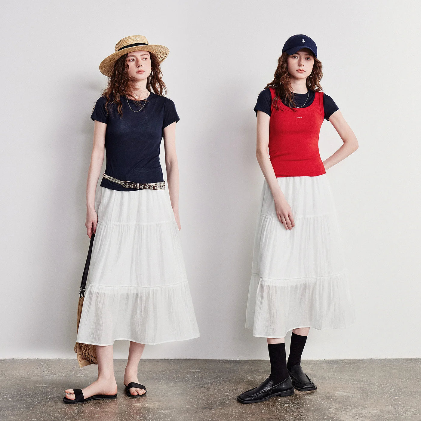 Saia Midi Feminina Patchwork Texturizada