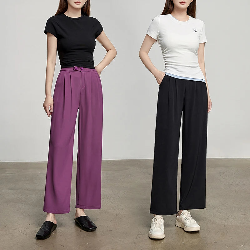 Calça Alfaiataria Feminina Wide Leg Cintura Alta