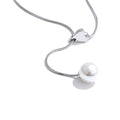 Yhpup New Arrival Simulated Pearls Round Drop Adjustable Necklace Pendant for Women Fashion Stainless Steel Korean Jewelry YH5200A Platinum