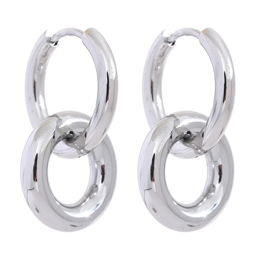 Yhpup Stainless Steel Round Hollow Drop Hoop Earrings Charm Metal 18K PVD Plated Waterproof High Quality Daily Jewelry Gift