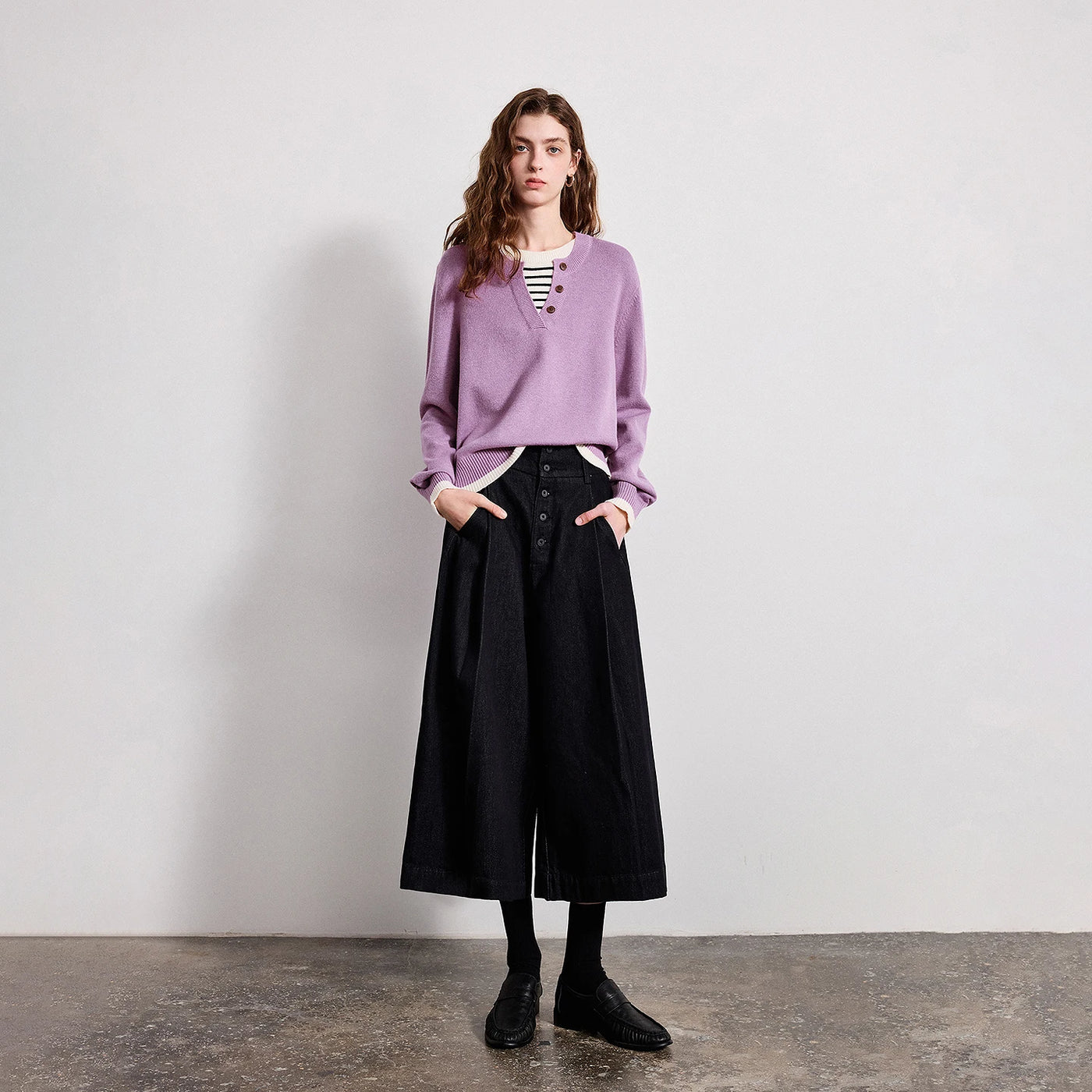 Suéter Feminino Bicolor Efeito Duas Peças em Viscose