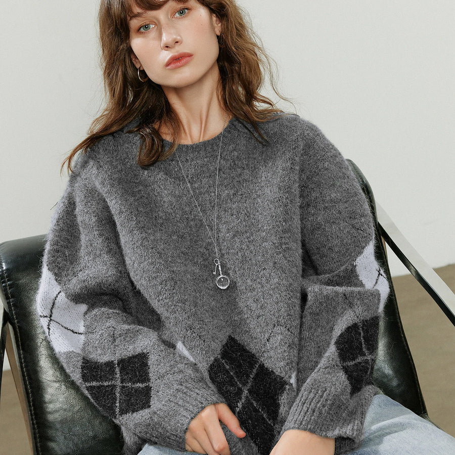 Suéter Argyle com Fio de Alpaca