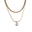 Colar Feminino de Camadas Gota com Zircônia em Aço Inoxidável 4