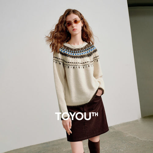 Suéter Jacquard Fair Isle com Toque Peluciado