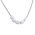 Yhpup Natural Freshwater Pearls Stainless Steel Chain Necklace for Women Waterproof Chic Fashion Collar Jewelry Gift Waterproof YH4411A Steel