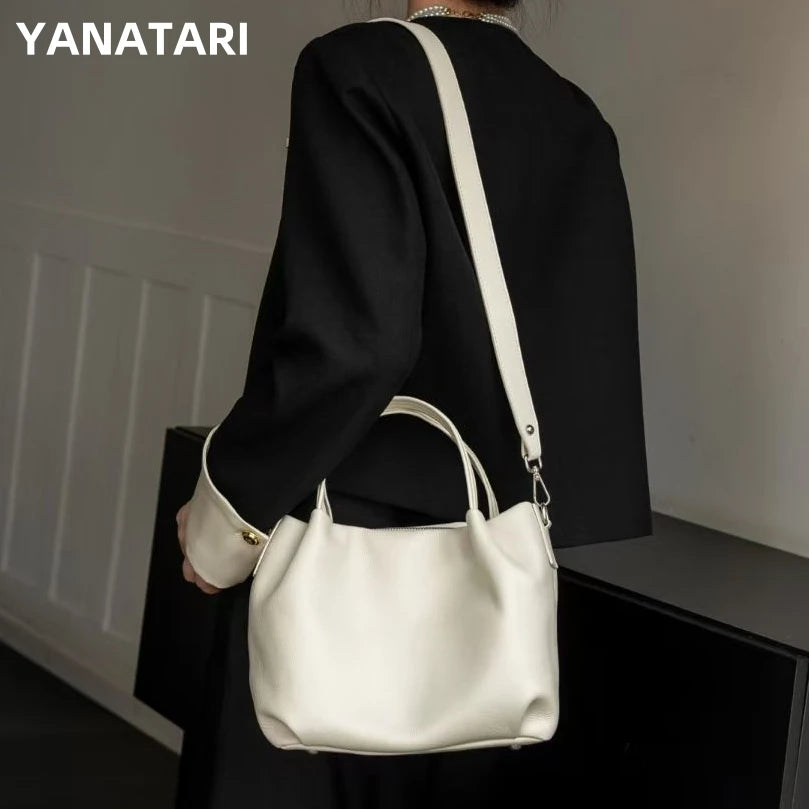 Bolsa Bucket Feminina em Couro Legítimo para Ombro e Transversal