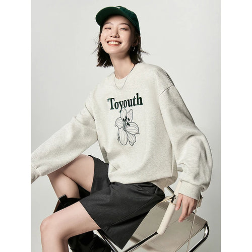 Moletom Feminino com Bordado Floral e Letras