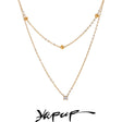Colar Feminino de Camadas Gota com Zircônia em Aço Inoxidável 3