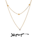Colar Feminino de Camadas Gota com Zircônia em Aço Inoxidável 3