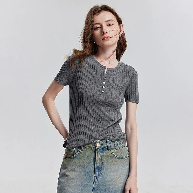 Blusa Feminina de Tricô Manga Curta