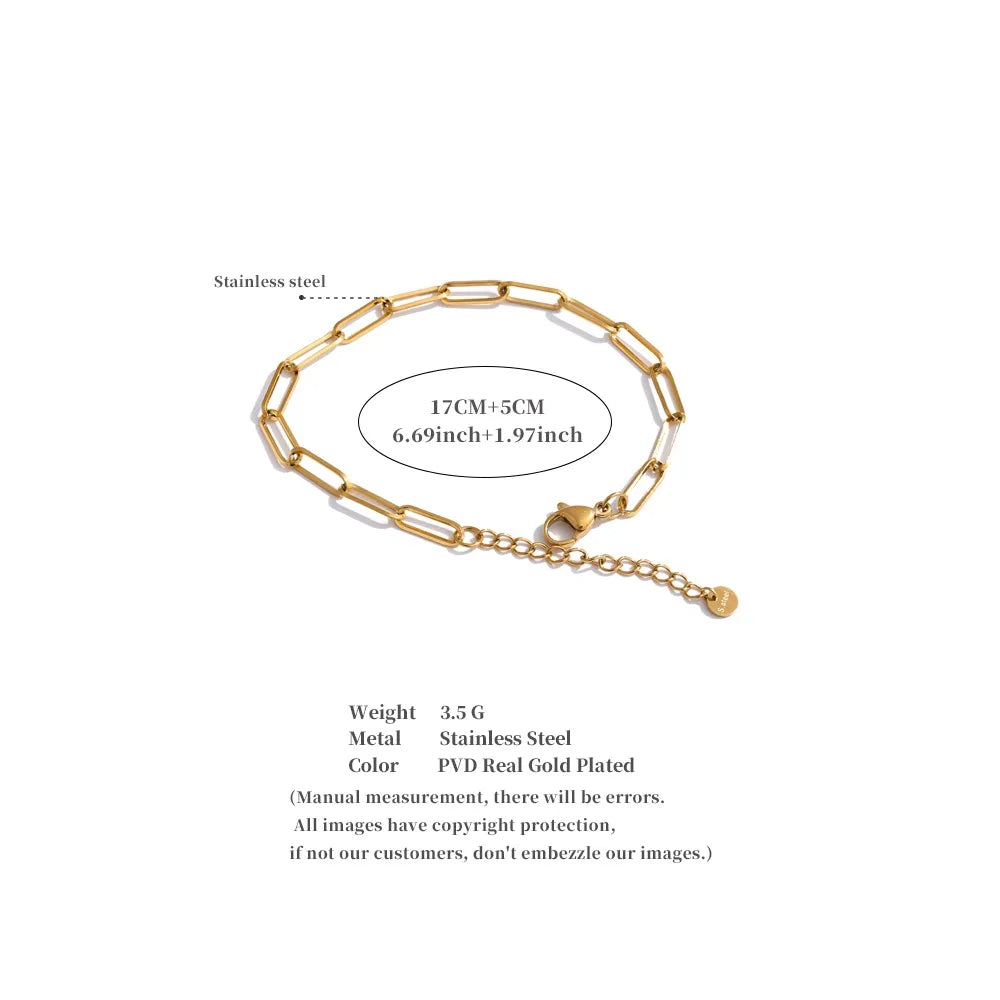 Yhpup Minimalist Stainless Steel Metal Chain Necklace Bracelet Bangle for Women 18K PVD Plated Golden Fashion Jewelry