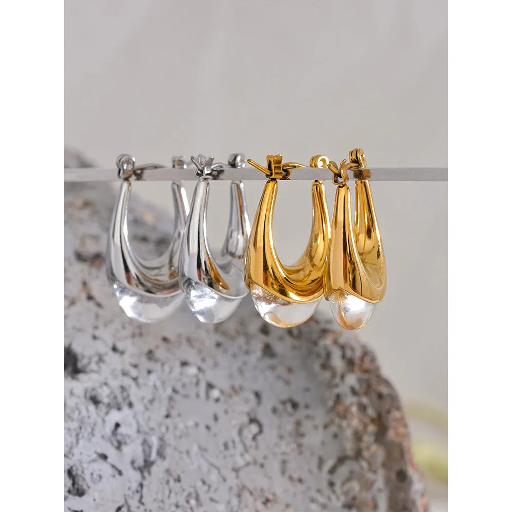 Brinco de Argola Texturizada com Resina