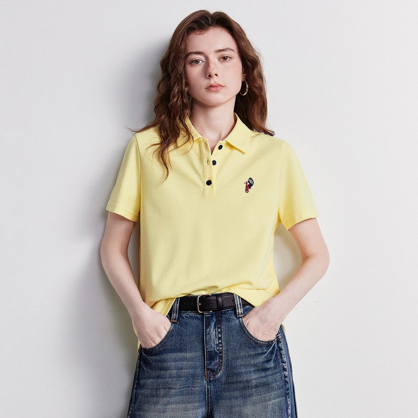 Camiseta Polo Feminina Respirável Manga Curta