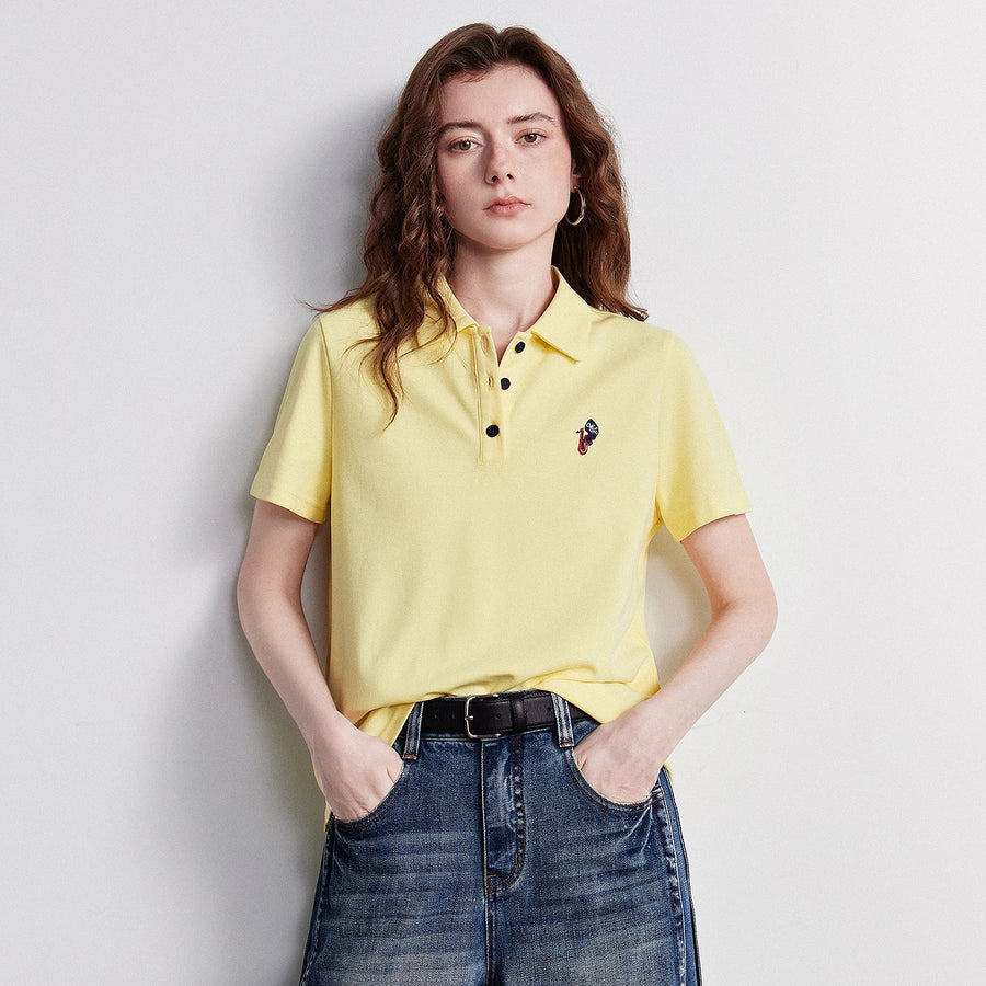 Camiseta Polo Feminina Respirável Manga Curta